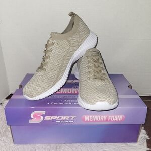 Skechers S Sport Reese Knit Upper Elastic Gore Memory Foam Sneaker Grey Women 9